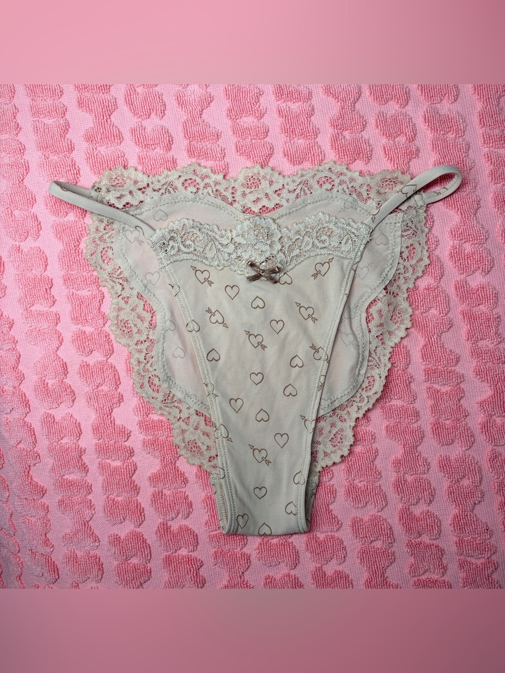 ✨ SKIMS Fits Everybody Lace String Bikini | Sketched Hearts Multi | XS 😍